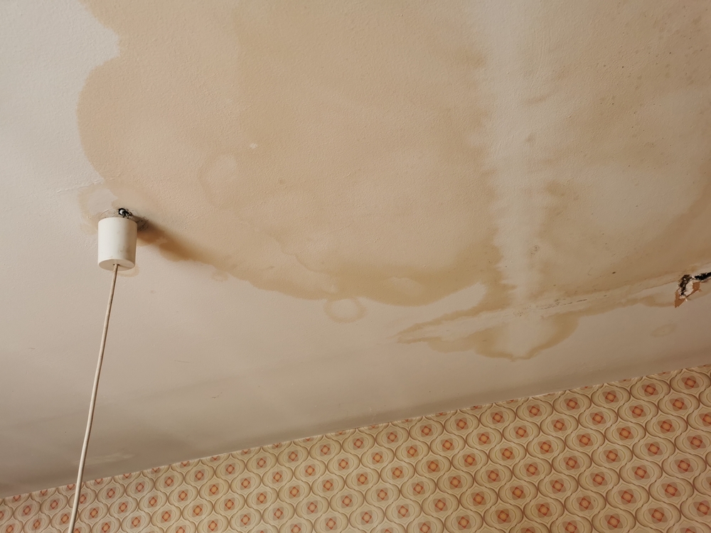 Water damage showing through ceiling